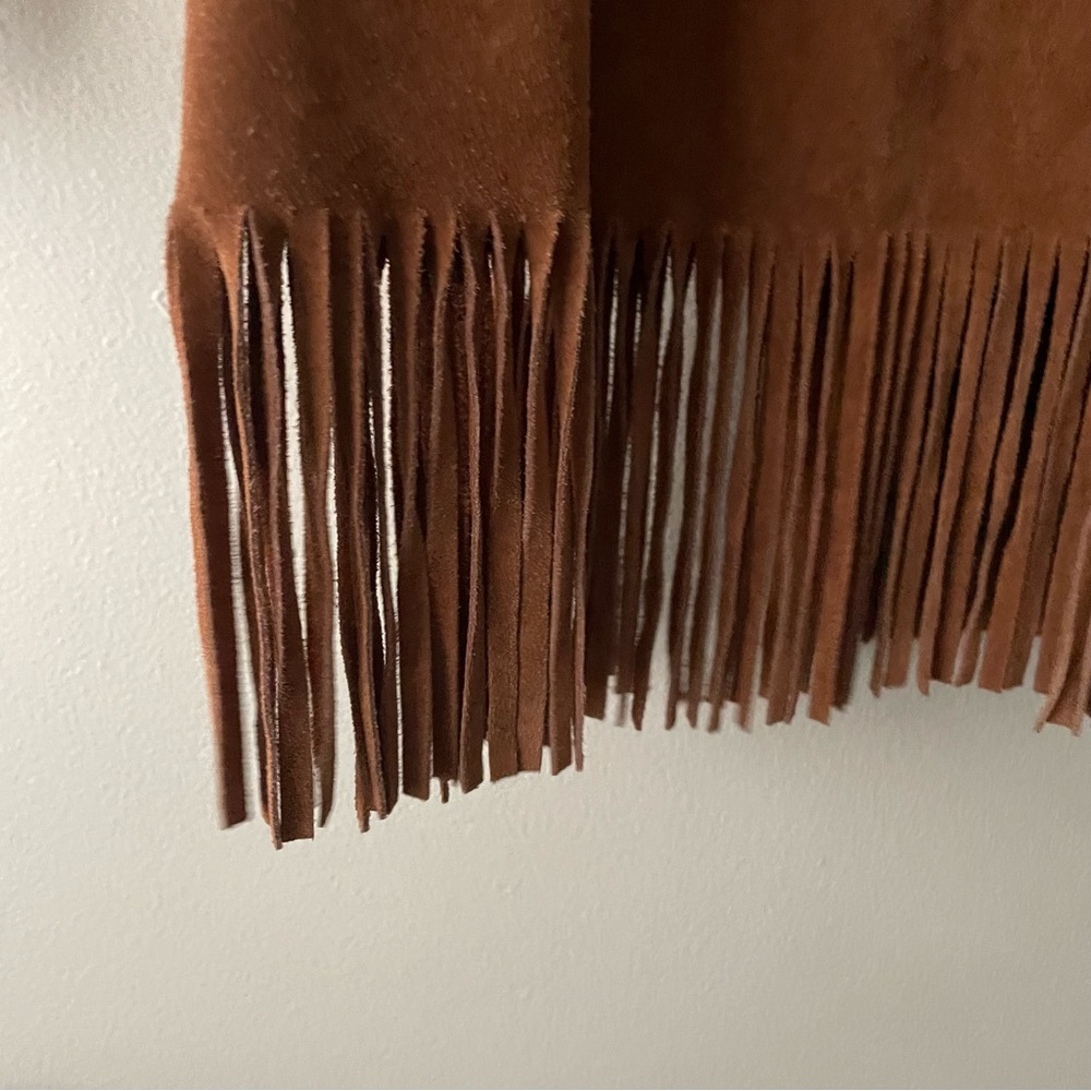 Leather Suede Fringe Jacket XL Western VTG DeerWear Made in USA Bohemian - Picture 5 of 10